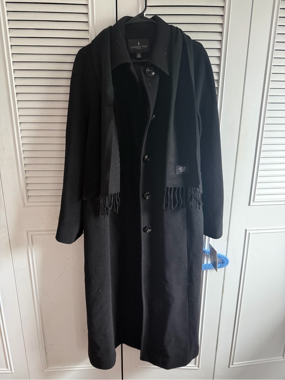 London Fog Black Wool Blend Long Coat